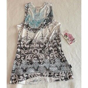 NWT Kos USA Racerback Tank Top Medium Boho Paisley Graphic Print